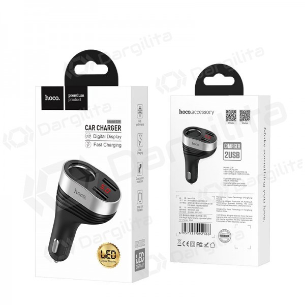 Įkroviklis automobilinis Hoco Z29 x 2 USB (3.1A) (juodas)