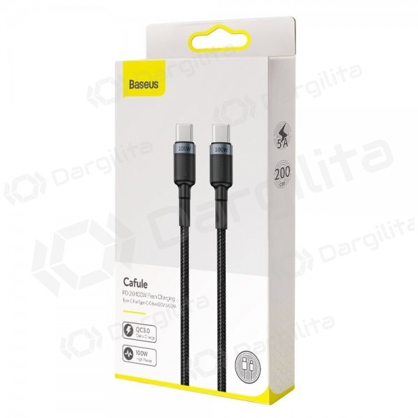 USB-C laidas Baseus Cafule CATKLF-ALG1 USB-C į USB-C 2 m 100 W juodas