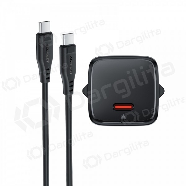 Telefono įkroviklis Acefast A118 30 W USB-C PD QC GaN juodas