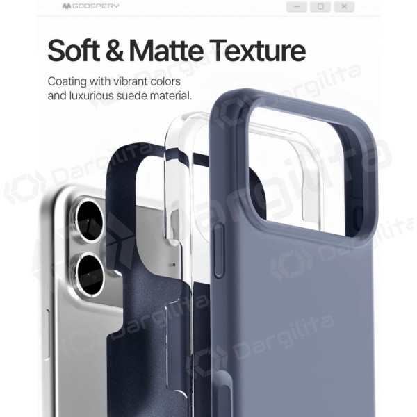 Apple iPhone 17 dėklas Mercury "Pure Magsafe Silicon Case" levandos pilka