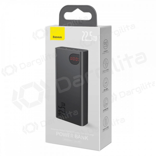 Išorinė baterija Power Bank Baseus Adaman 22.5W 20000mAh + Type-C 0.3m juoda PPAD070101