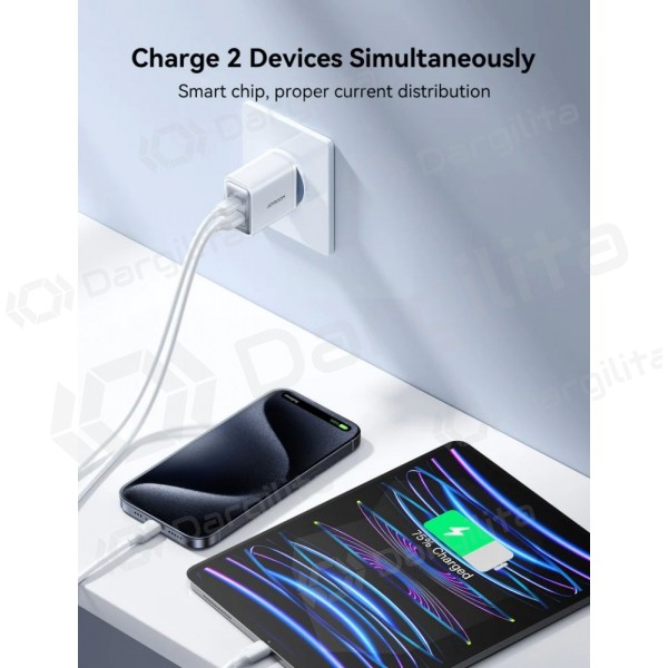 Telefono įkroviklis Joyroom JR-TCF15 30 W USB-C + USB-A baltas