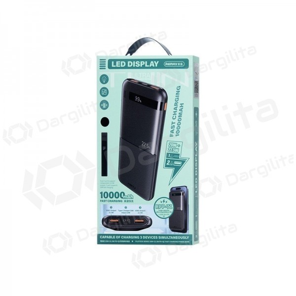Išorinė baterija (Power Bank) Remax RPP-71 10000 mAh 22.5 W, juoda