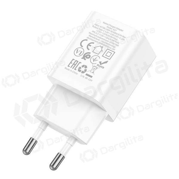 Telefono įkroviklis Hoco N27 20 W USB-C baltas