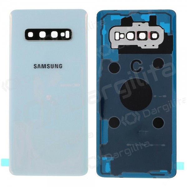 Samsung G975 Galaxy S10 Plus galinis baterijos dangtelis baltas (Prism White) (naudotas grade B, originalus)
