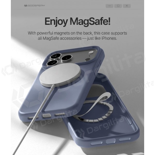 Apple iPhone 17 dėklas Mercury "Pure Magsafe Silicon Case" levandos pilka