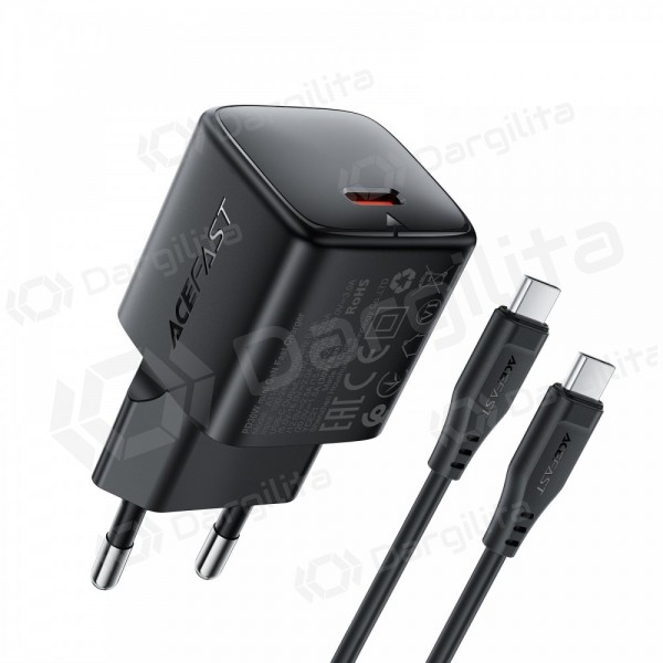 Telefono įkroviklis Acefast A118 30 W USB-C PD QC GaN juodas