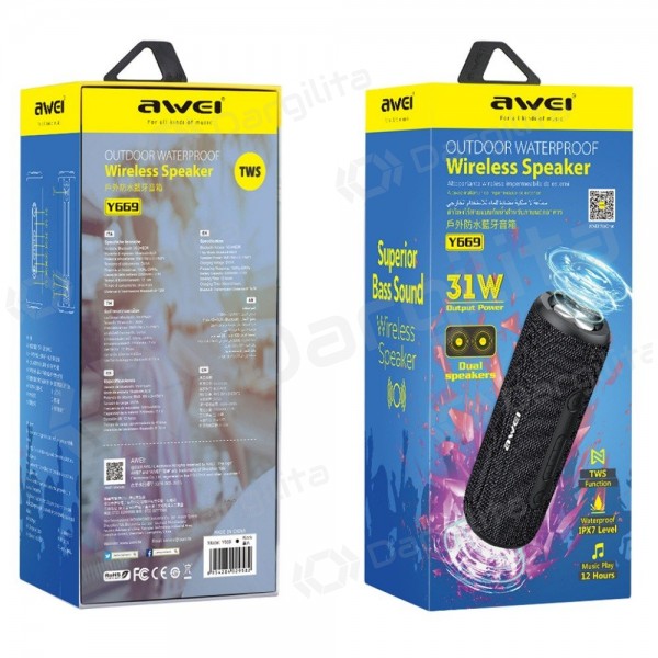 Nešiojama garso kolonėlė Awei Y669 Bluetooth 31 W juoda