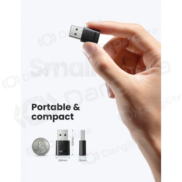 Bluetooth adapteris Ugreen CM390 USB-A Bluetooth 5.0 juodas
