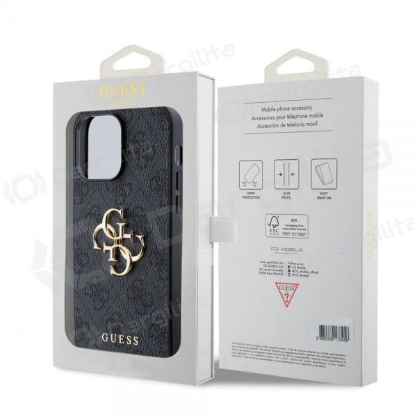 Apple iPhone 14 Pro Max dėklas "Guess PU 4G Metal Logo" (pilkas)