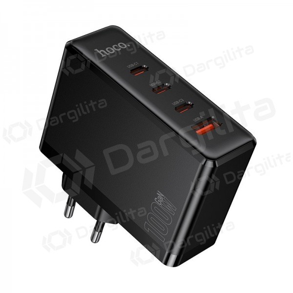 Telefono įkroviklis Hoco N85 100 W 3x USB-C + USB-A juodas