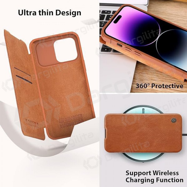 Apple iPhone 14 dėklas „Nillkin Leather“ (rudas) Apple iPhone 14 dėklas „Nillkin Leather“ (rudas)