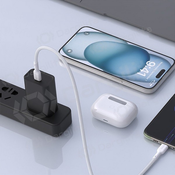 USB-C laidas Dudao L9C USB-C į USB-C 1 m 65 W baltas