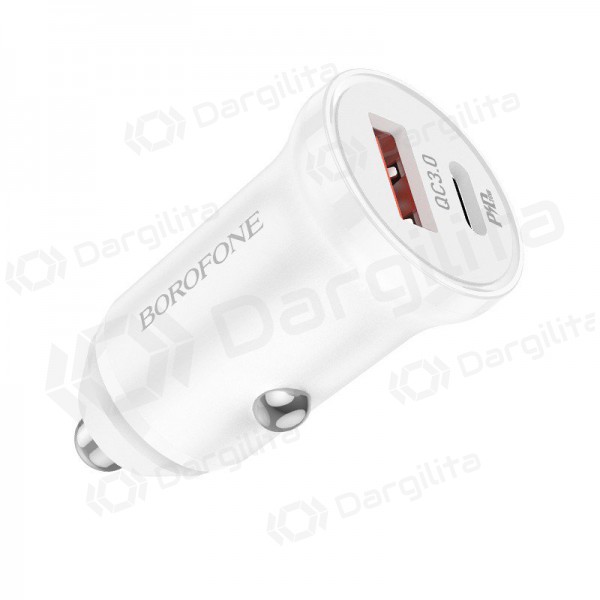 Įkroviklis automobilinis Borofone BZ18A USB-A/Type-C PD20W+QC3.0 (baltas)