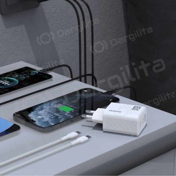 Telefono įkroviklis Dudao A28PC 45 W GaN 2x USB-C su USB-C laidu 1 m juodas