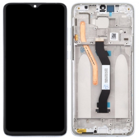 Xiaomi Redmi Note 8 Pro ekranas (baltas) (su rėmeliu) (service pack) (originalus)