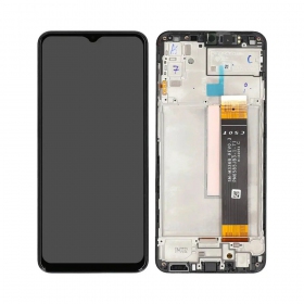Samsung Galaxy M23 ekranas (juodas) (su rėmeliu) (originalus)
