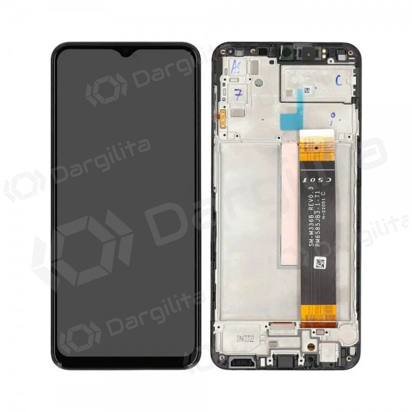 Samsung Galaxy M23 ekranas (juodas) (su rėmeliu) (originalus)