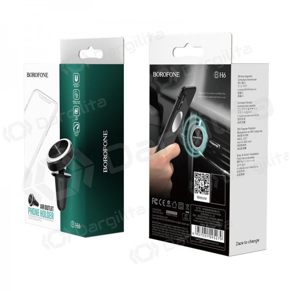 Automobilinis Universalus telefono laikiklis Borofone BH6, mounted on ventilation grilles, magnetic, juodas