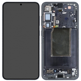 Samsung Galaxy S25+ ekranas (juodas) (su rėmeliu) (assembled service pack)