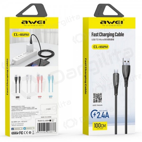 Micro USB laidas Awei CL-182M USB-A į Micro USB 1 m juodas