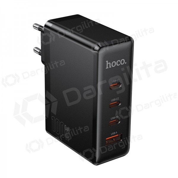 Telefono įkroviklis Hoco N85 100 W 3x USB-C + USB-A juodas