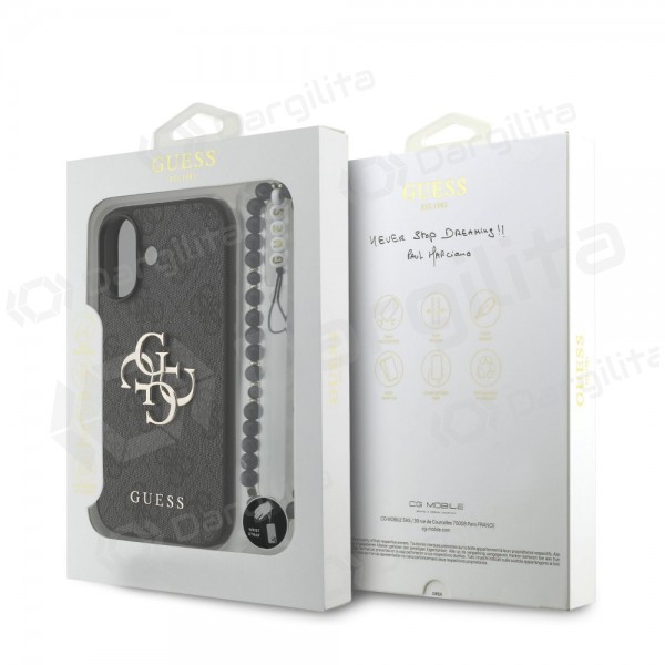 Apple iPhone 17 dėklas "Guess PU 4G Metal Logo Strap" (juodas)