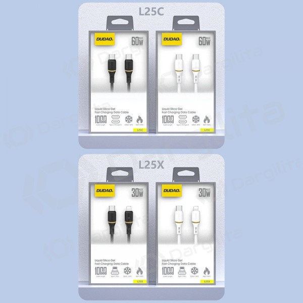 USB-C laidas Dudao L25C USB-C į USB-C 1 m 60 W juodas