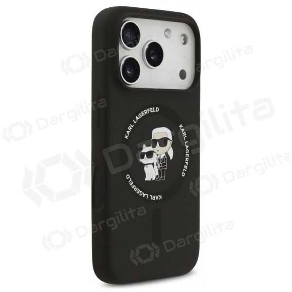 Apple iPhone 17 Pro dėklas "Karl Lagerfeld Liquid Silicone Karl and Choupette MagSafe" (juodas)