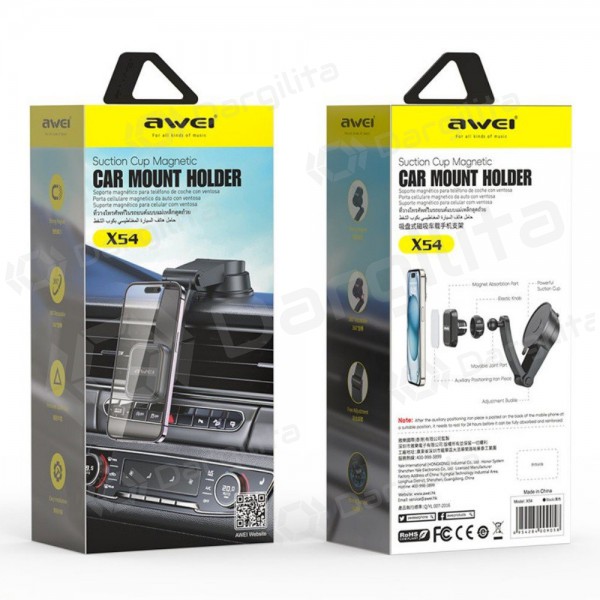 Automobilinis telefono laikiklis Awei X54 Magnetic (dashboard/windshield) juodas Automobilinis telefono laikiklis Awei X54 Magnetic (dashboard/windshield) juodas