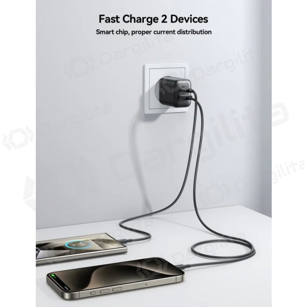Telefono įkroviklis Joyroom JR-TCF13 25 W USB-C + USB-A juodas