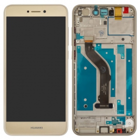 Huawei P8 Lite 2017 / P9 Lite 2017 / Honor 8 Lite ekranas (auksinis) (su rėmeliu) (naudotas grade B, originalus)