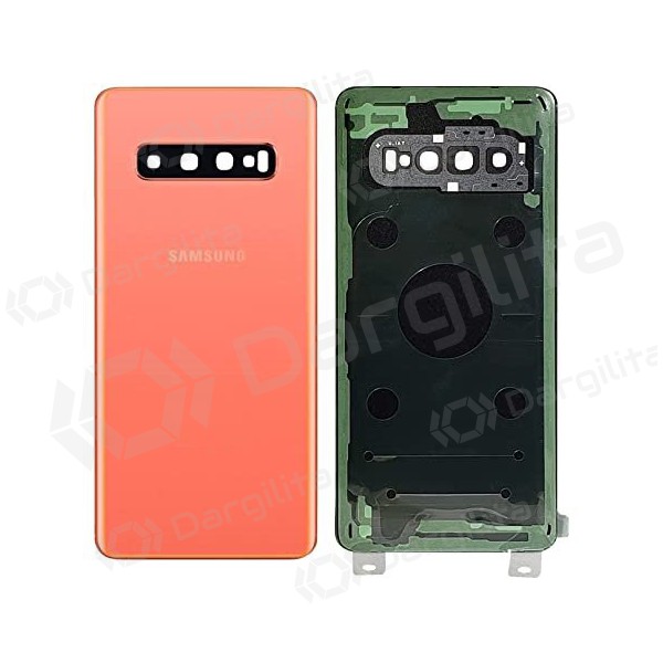 Samsung G973 Galaxy S10 galinis baterijos dangtelis rožinis (Flamingo Pink) (naudotas grade B, originalus)