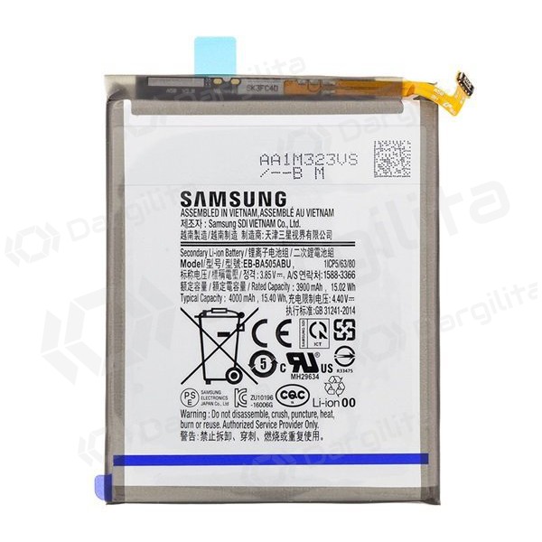 Samsung Galaxy A205 A20 / A305 A30 2019 / A307 A30s / A505 A50 2019 / A507 A50s (EB-BA505ABU) baterija / akumuliatorius (4000mAh) (service pack) (originalus)