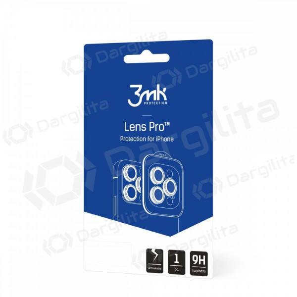 Apple iPhone 15 apsauginis grūdintas stiklas kamerai "3MK Lens Pro" (sidabrinis)