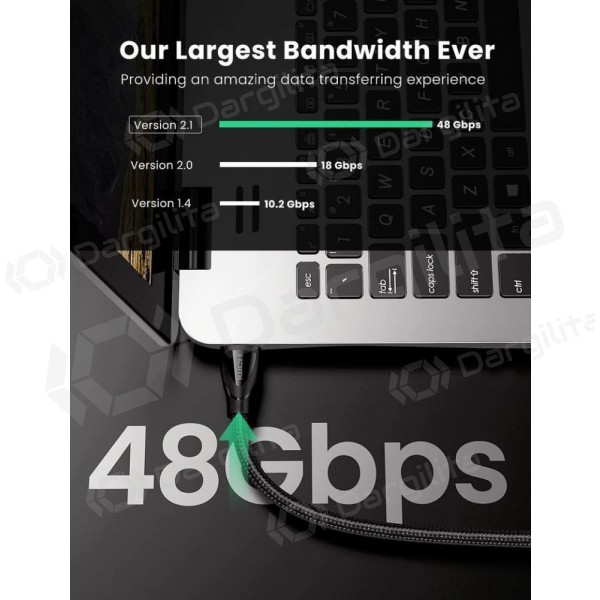 HDMI laidas Ugreen HD140 HDMI 2.1 8K 60 Hz 3 m juodas