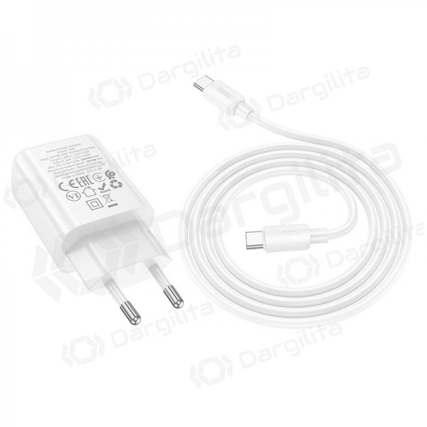 Telefono įkroviklis Hoco N60 GaN USB-C su USB-C laidu 1 m baltas