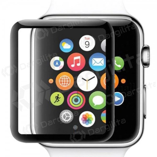 Apple Watch 38mm ekrano apsauginis grūdintas stiklas "5D Full Glue" (juodas)