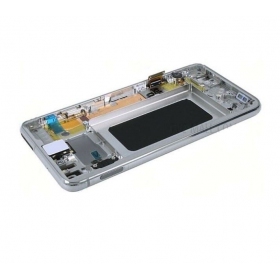 Samsung G970F Galaxy S10e ekranas (Prism White) (su rėmeliu) (naudotas grade A, originalus)