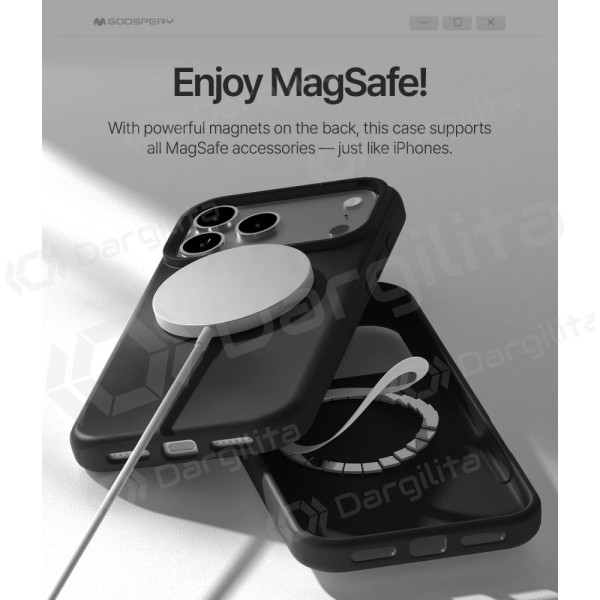 Apple iPhone 17 Pro Max, 18 Pro Max dėklas Mercury "Pure Magsafe Silicon Case" (juodas)