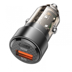 Automobilinis įkroviklis Borofone BZ20 38 W USB-C + USB-A PD QC juodas