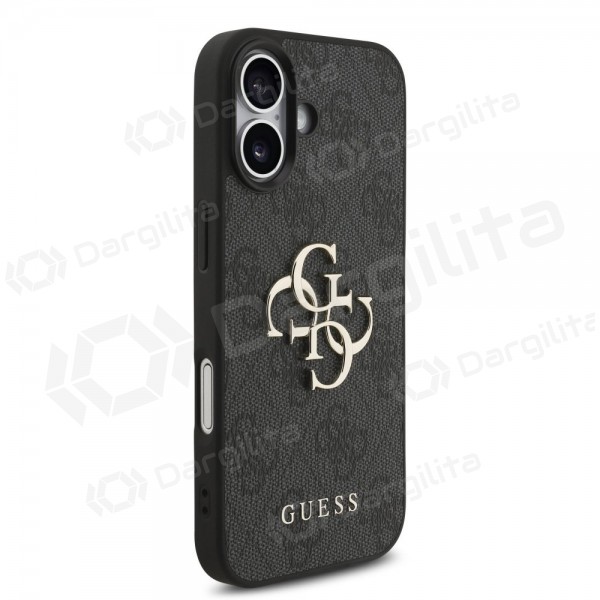 Apple iPhone 17 dėklas "Guess PU 4G Metal Logo Strap" (juodas)