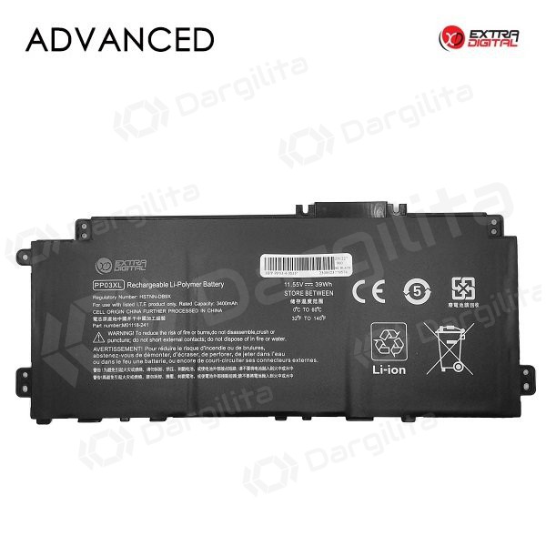 HP PP03XL, 3400mAh nešiojamo kompiuterio baterija, Advanced