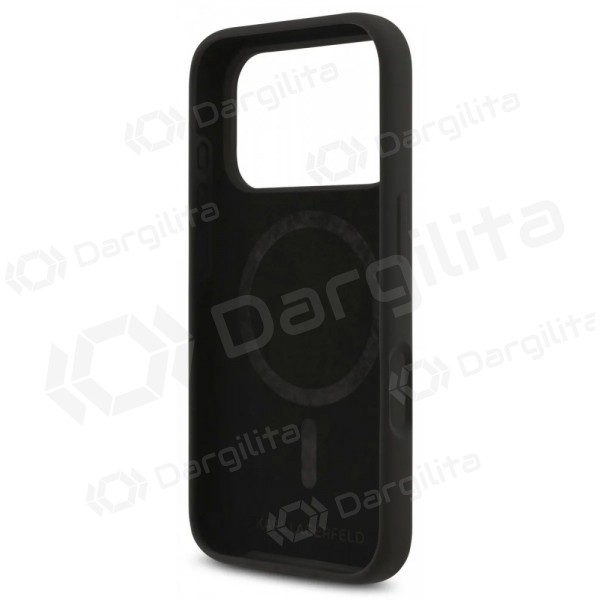 Apple iPhone 17 Pro dėklas "Karl Lagerfeld Liquid Silicone Karl and Choupette MagSafe" (juodas)