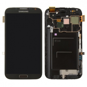 Samsung Galaxy Note 2 ekranas (juodas) (su rėmeliu) (originalus)