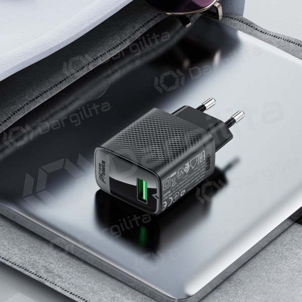Telefono įkroviklis Acefast 18 W USB-A juodas