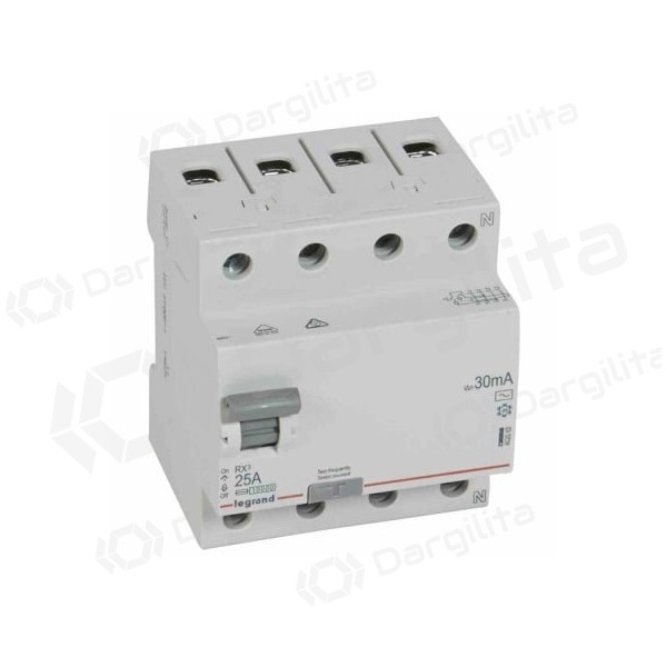 Srovės nuotekio relė RCD RX Legrand 402062 (AC, 25A, 4P, 30mA, 400V)
