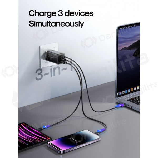 Telefono įkroviklis Joyroom JR-TG10 65 W USB-C + USB-A GaN PPS baltas