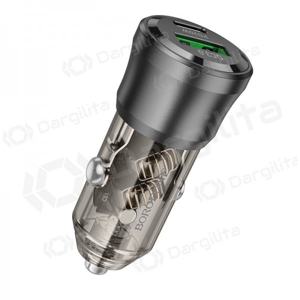 Automobilinis įkroviklis Borofone BZ25 38 W USB-C + USB-A PD QC juodas