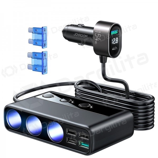 Automobilinis įkroviklis Joyroom JR-CL06 154 W USB-C + USB-A PD QC juodas